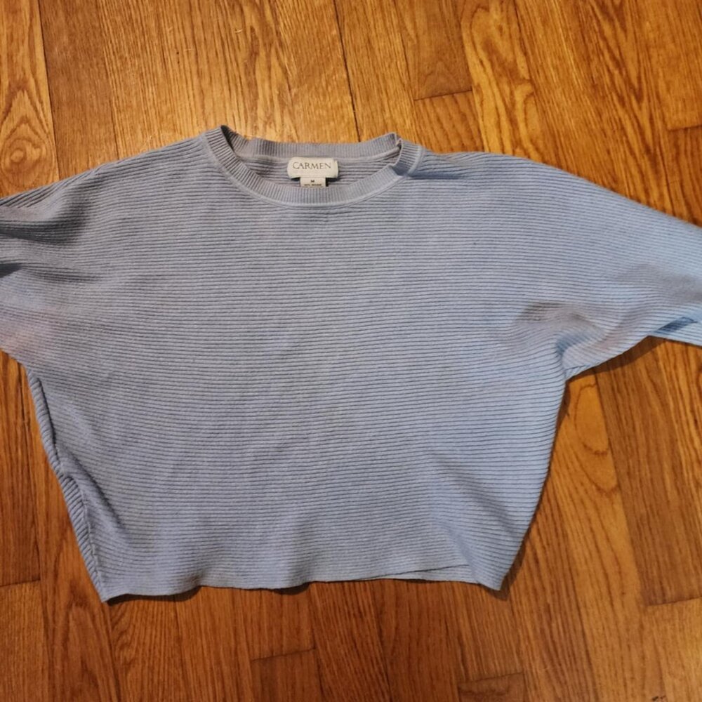 Carmen Marc Valvo Cropped zip longsleeve crop top